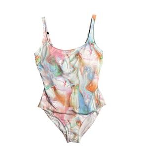 Calme One Piece Swimsuit‎ Size XL Marble Scoop Neck NEW